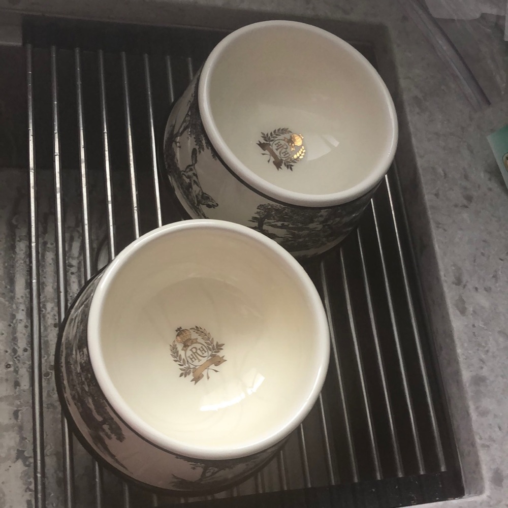 Black and Ivory - 2 dog bowls ceramic mud pie